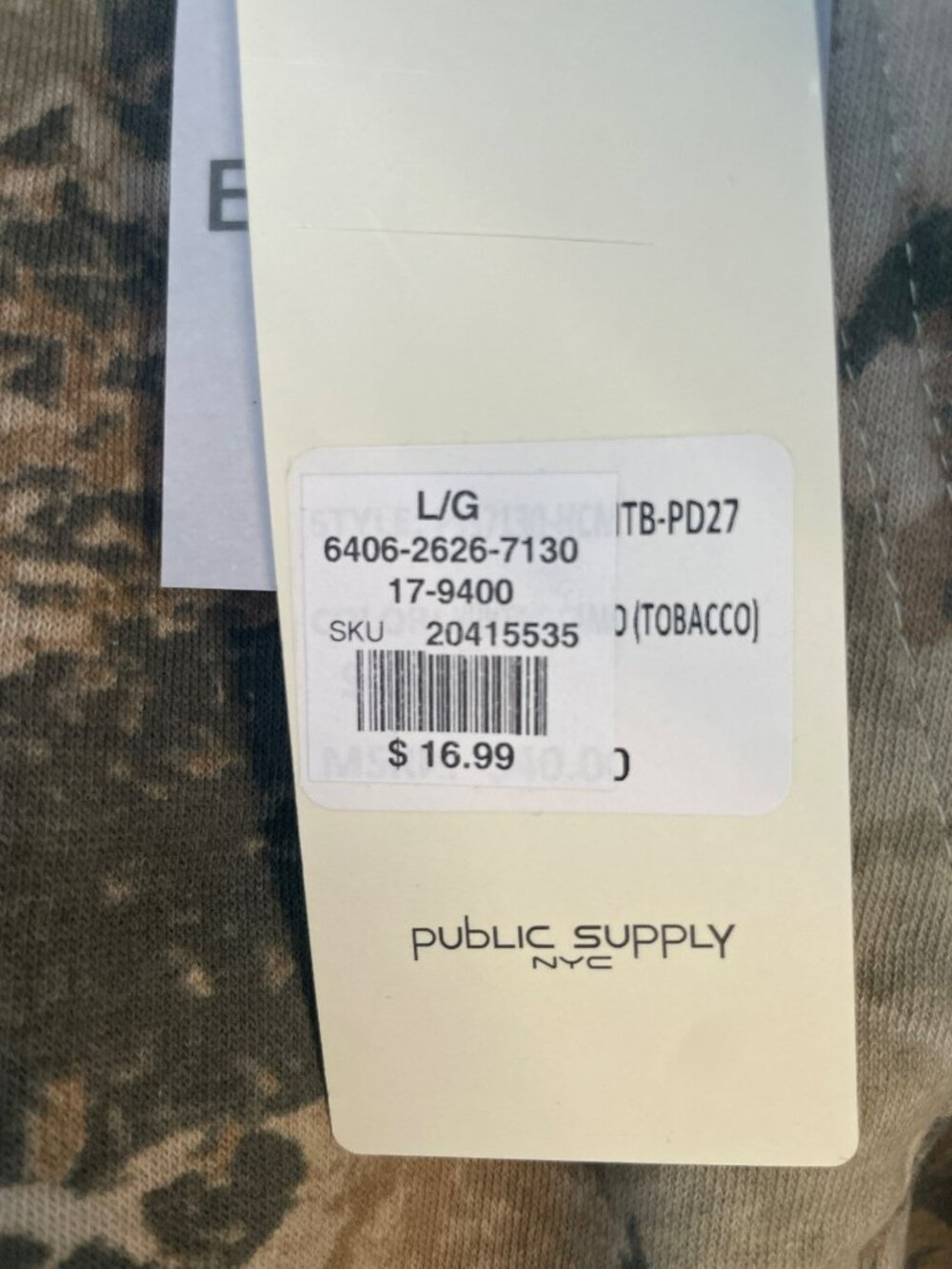 Public Supply NYC Essentials Camo Hoodie Men's Size Large NWT - Picture 5 of 6